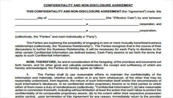 Free 9 Confidentiality Agreement Forms In Pdf Ms Word