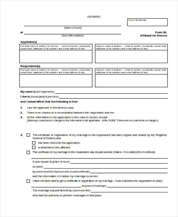 free 50 affidavit forms in pdf ms word excel