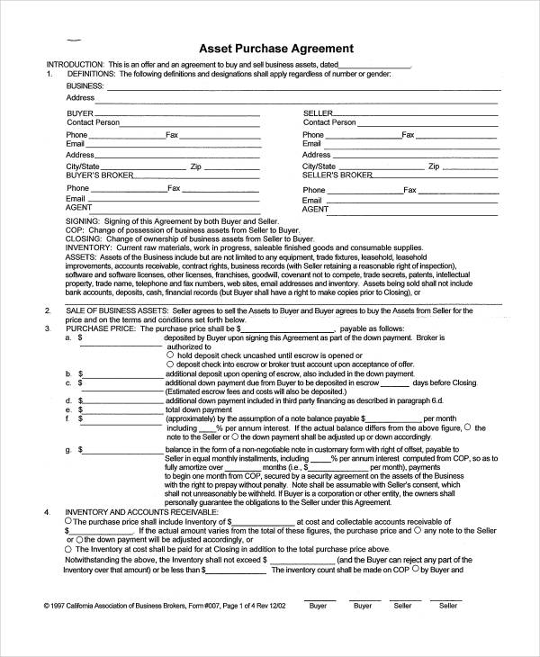Free 23 Purchase Agreement Forms In Pdf Ms Word