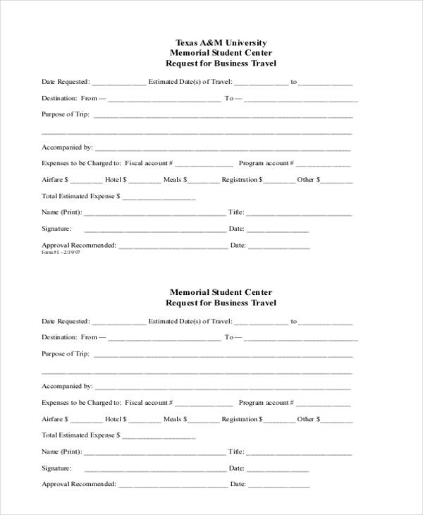 Free 12 Sample Business Request Forms In Pdf Ms Word Excel