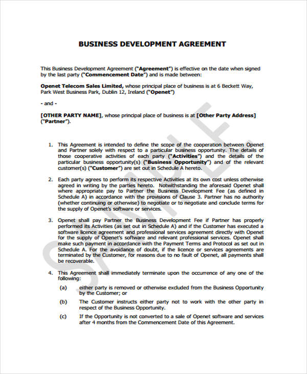 Free 30 Business Agreement Forms In Ms Word Pdf