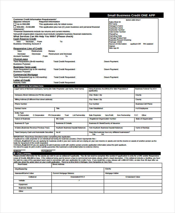 Free 17 Credit Application Forms In Pdf Excel Ms Word