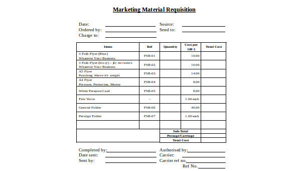 Free 13 Material Requisition Forms In Pdf Ms Word
