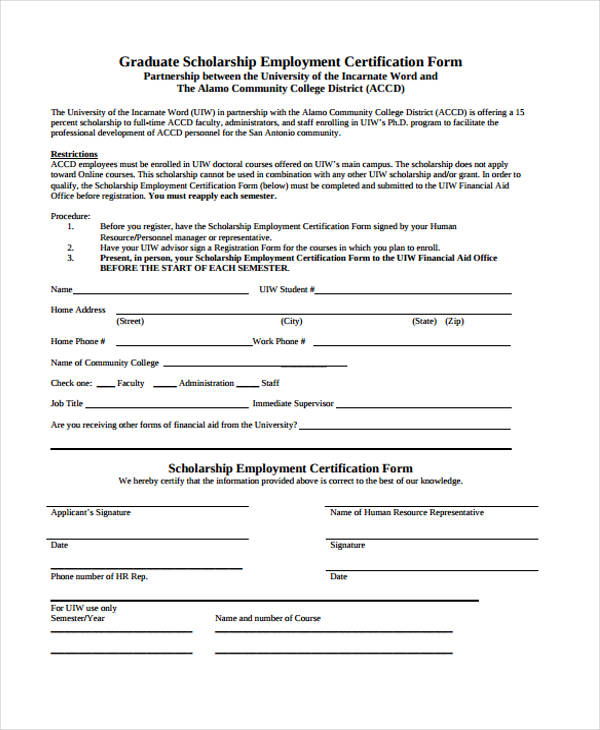 free 11 employment certification forms in pdf ms word