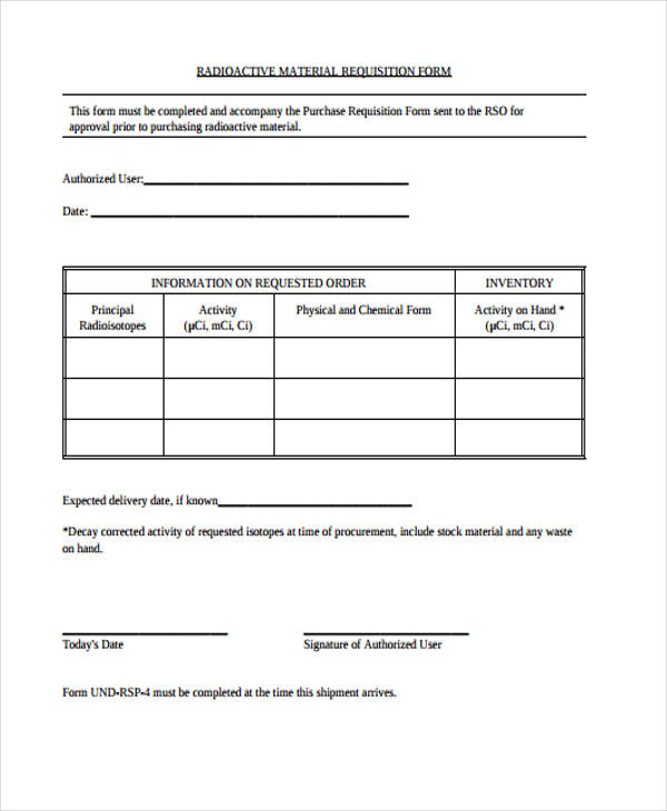 Free 13 Material Requisition Forms In Pdf Ms Word