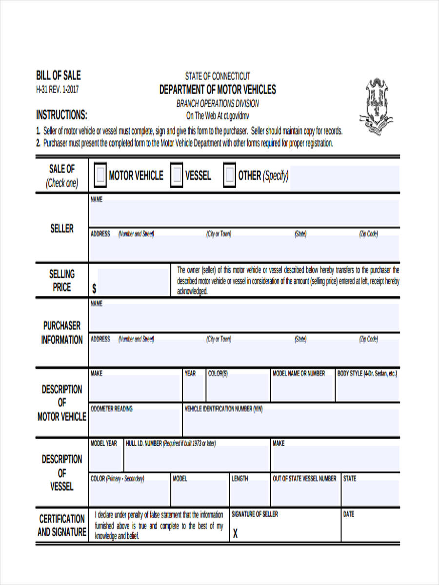 free 7 sample business bill of sale forms in pdf