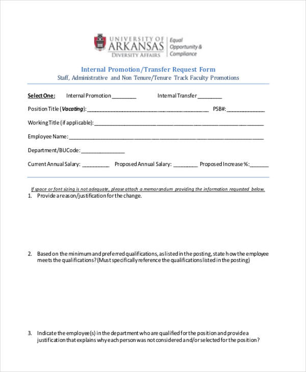 Free 7 Promotion Request Forms In Ms Word Pdf