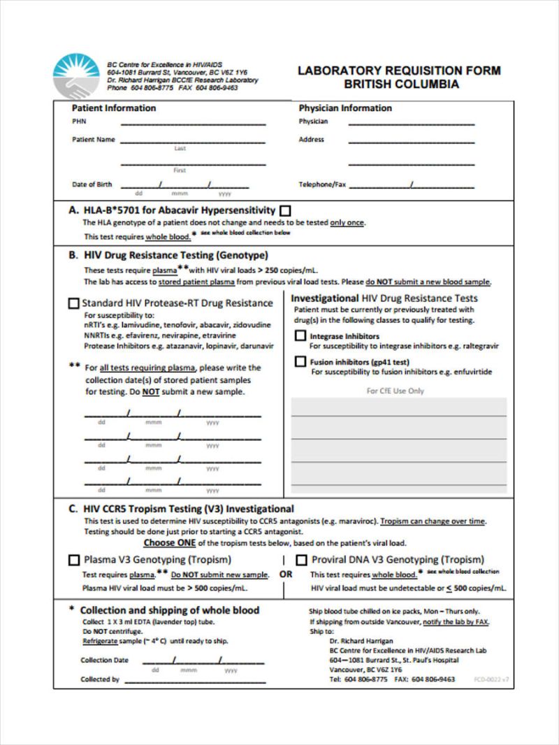 Free 5 Sample Lab Requisition Forms In Pdf - Best Mountain Patterns in 8K