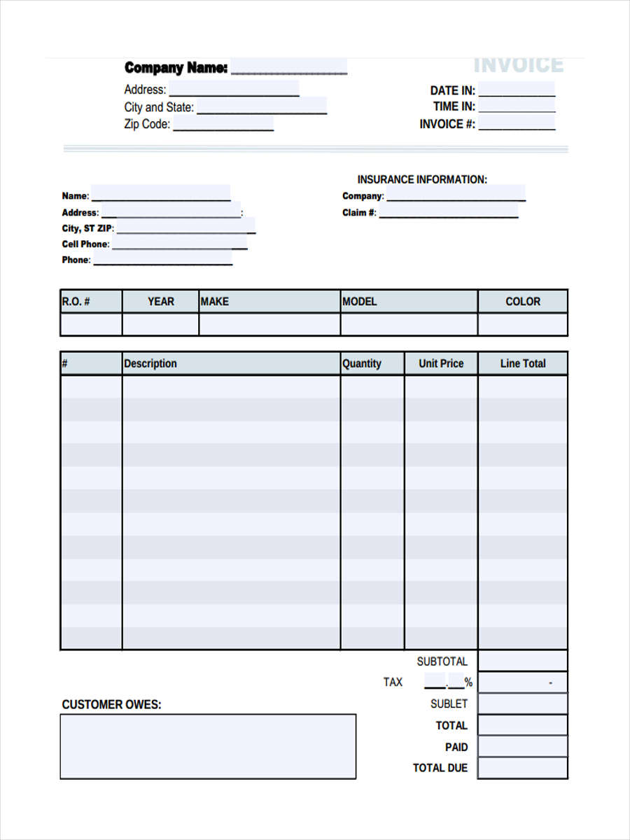 FREE 9+ Printable Invoice Forms in PDF | Ms Word | Excel