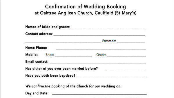 Free 11 Booking Confirmation Forms In Pdf Ms Word