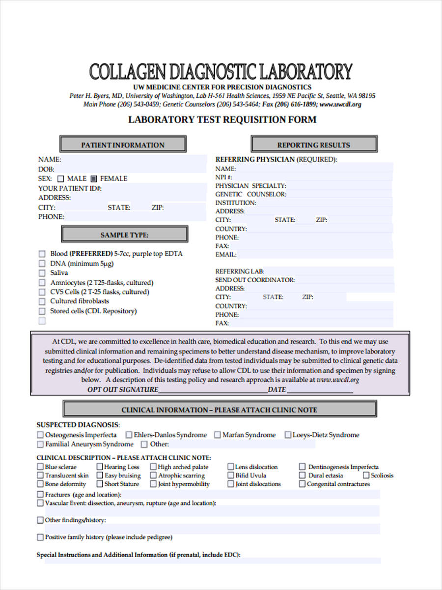 free 6 lab requisition forms in pdf ms word pages