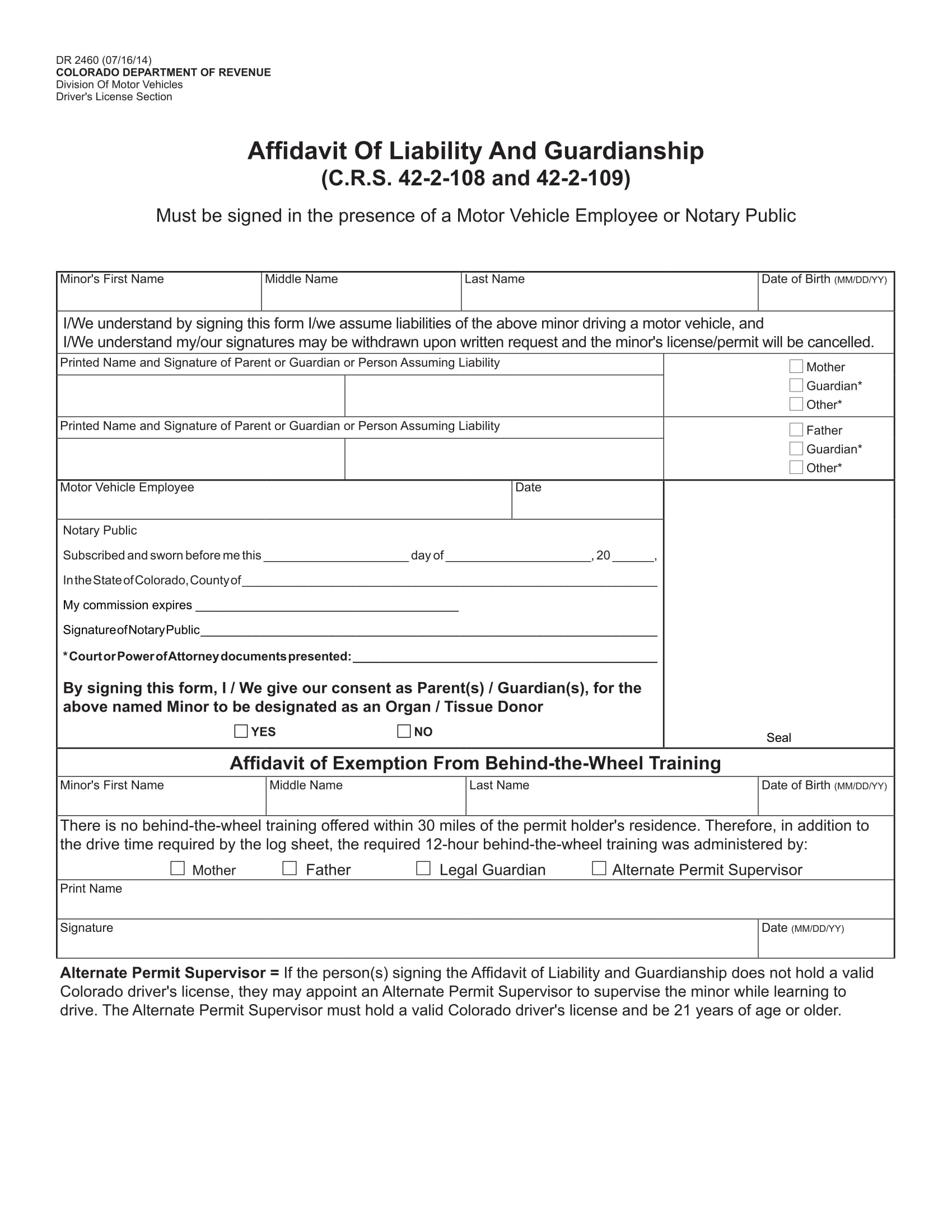 Free Temporary Guardianship Form