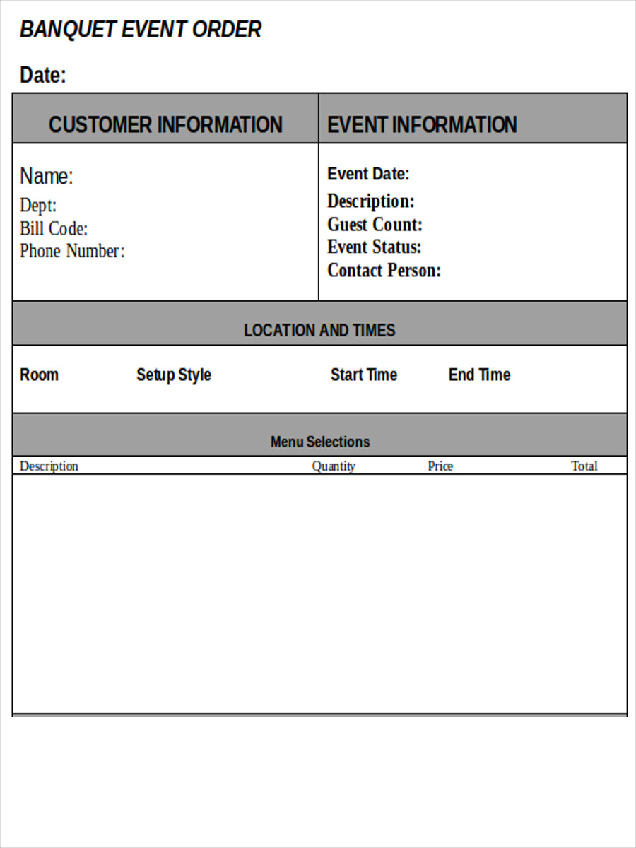 Photography Order Form Template