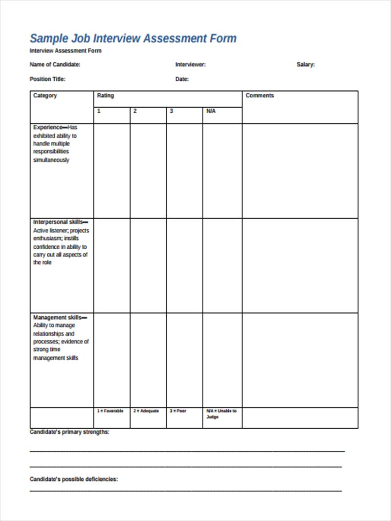Interview Assessment Form Sample Template Word Document - Download Classic Nature Texture | HD
