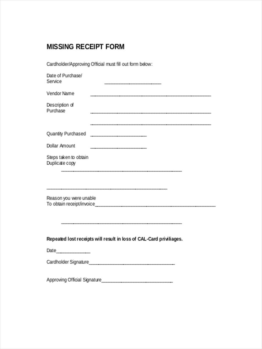Template For Lost Receipt Awesome : Receipt Forms