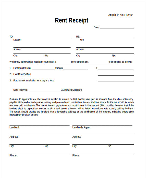 free 12 rent receipt forms in pdf excel ms word