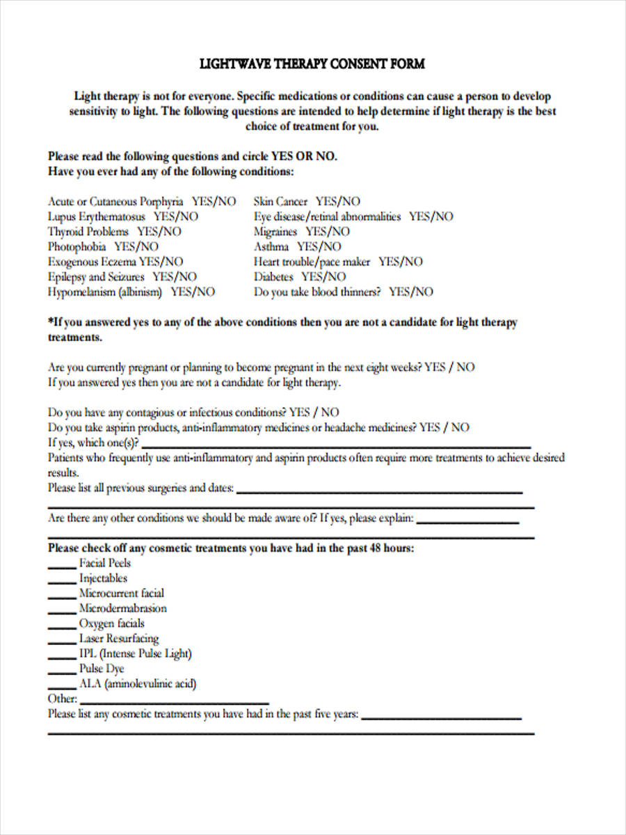 Consent To Treat Form Template