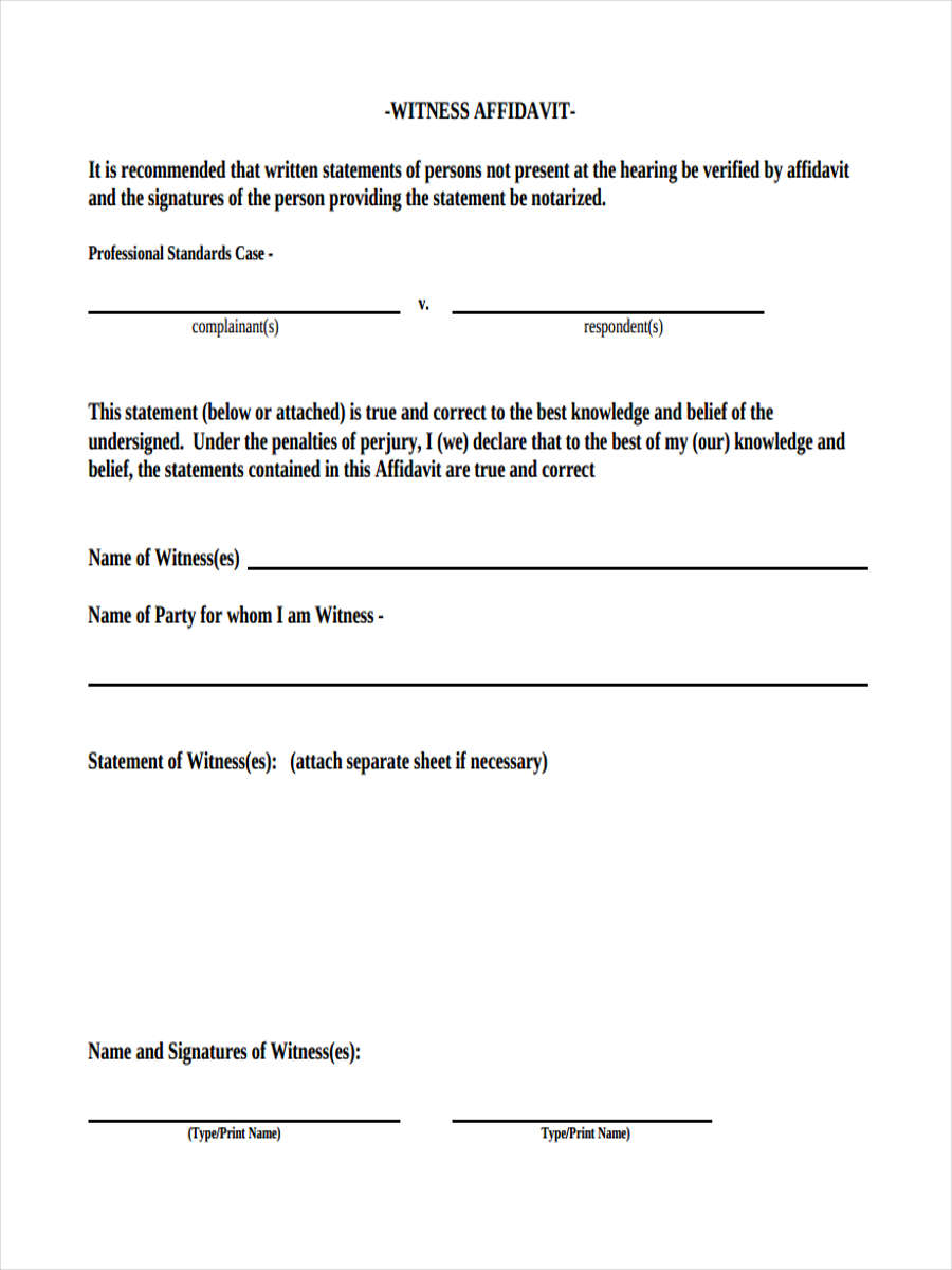 Free 18 Witness Statement Forms In Pdf Ms Word