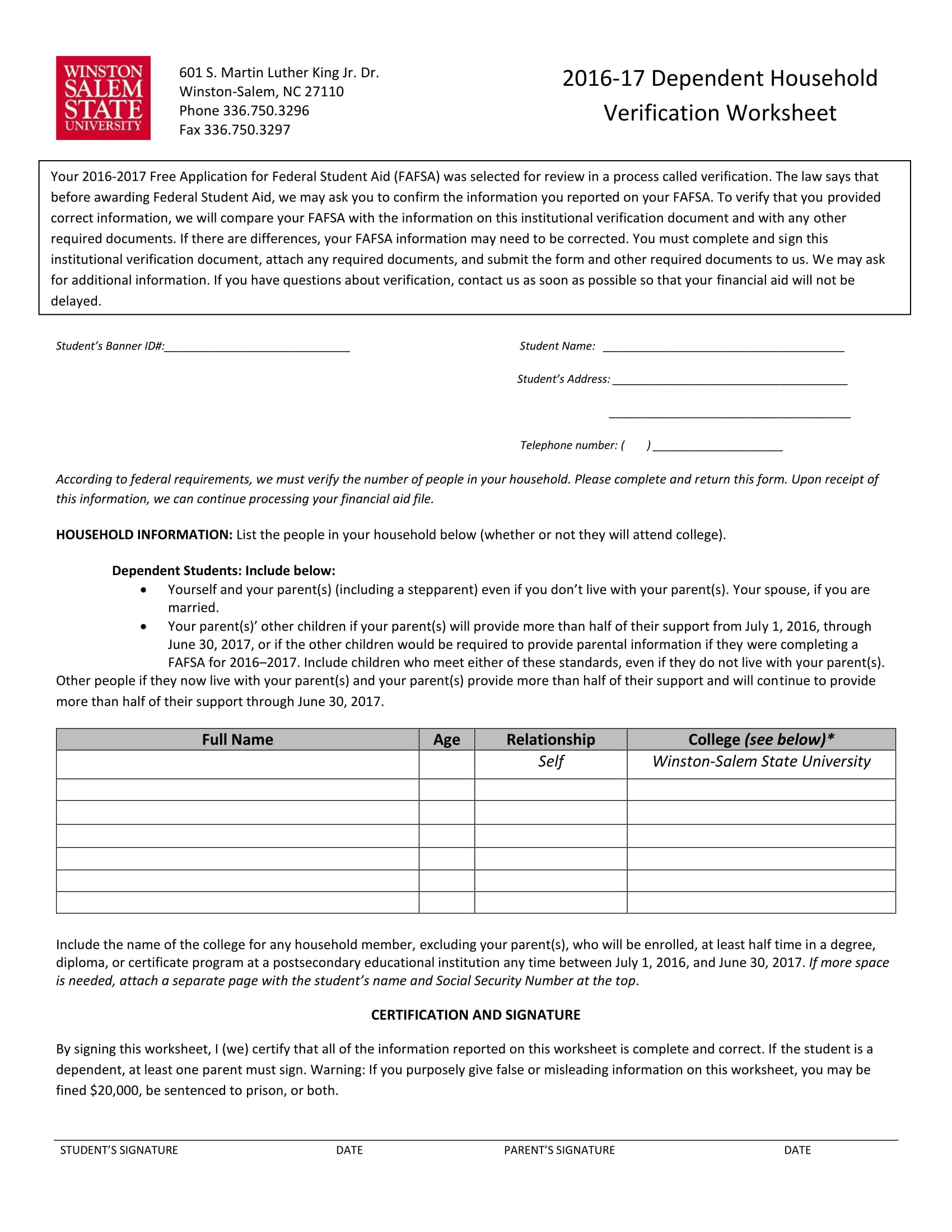 Worksheet. verification worksheet for dependent students. grass fedjp