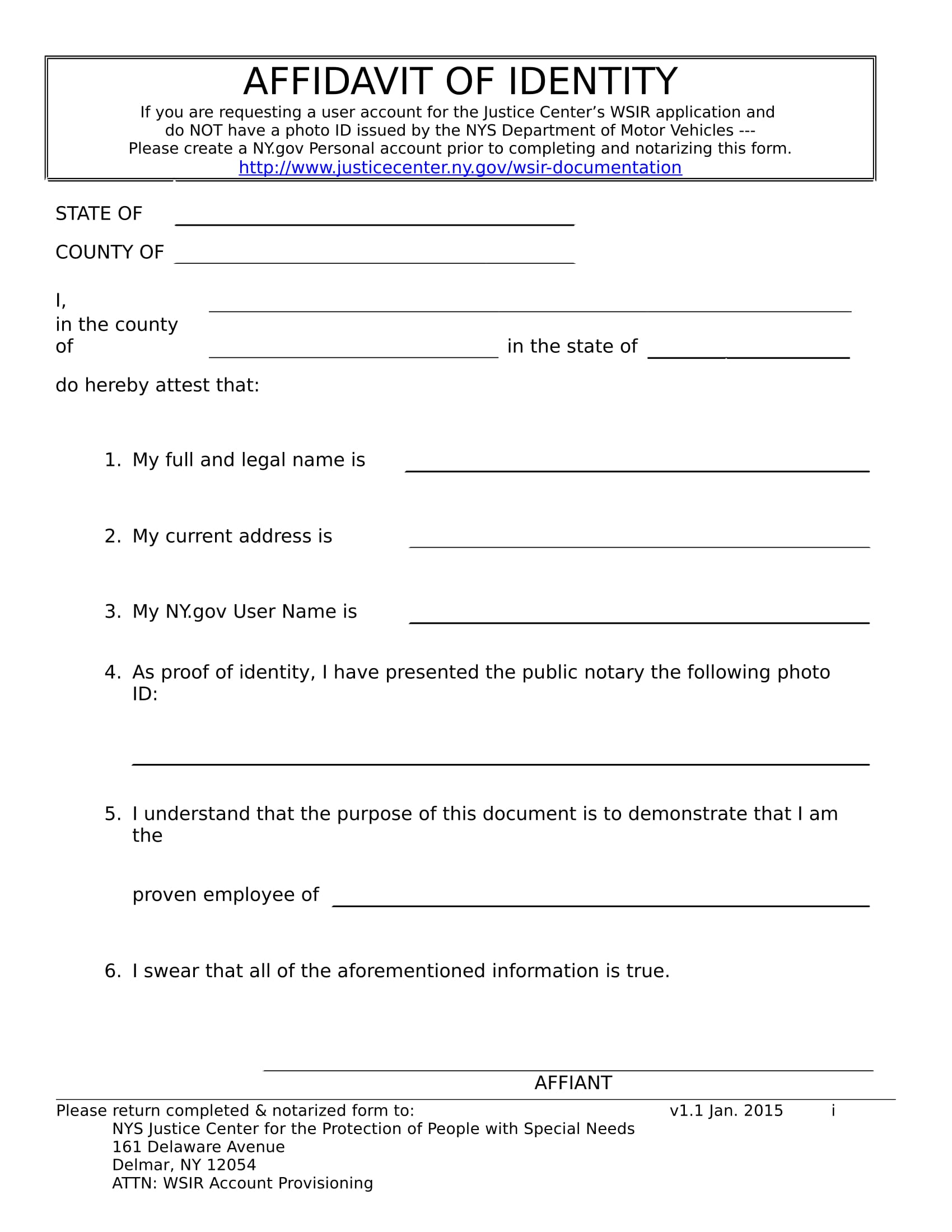 Free Printable Affidavit