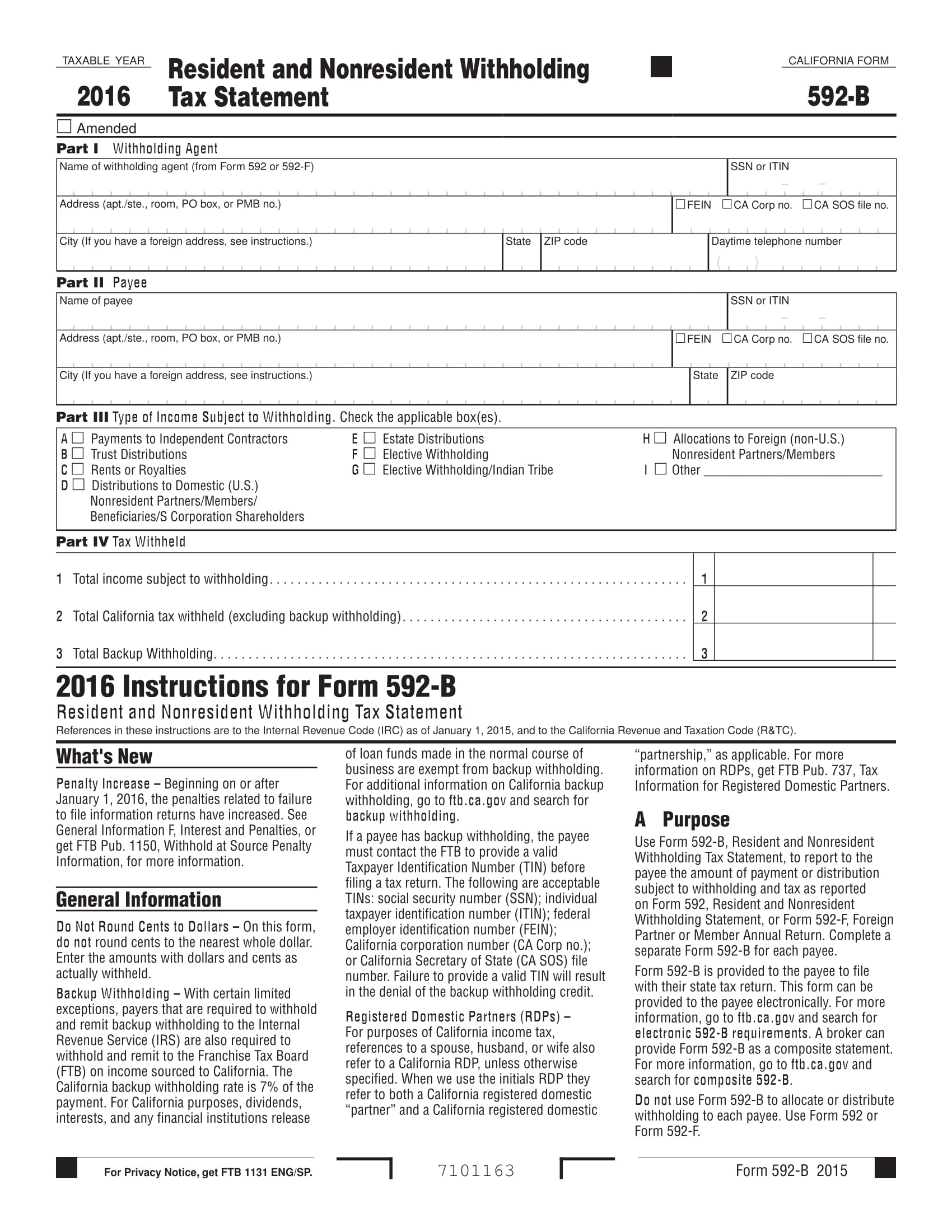 Tax withholding form