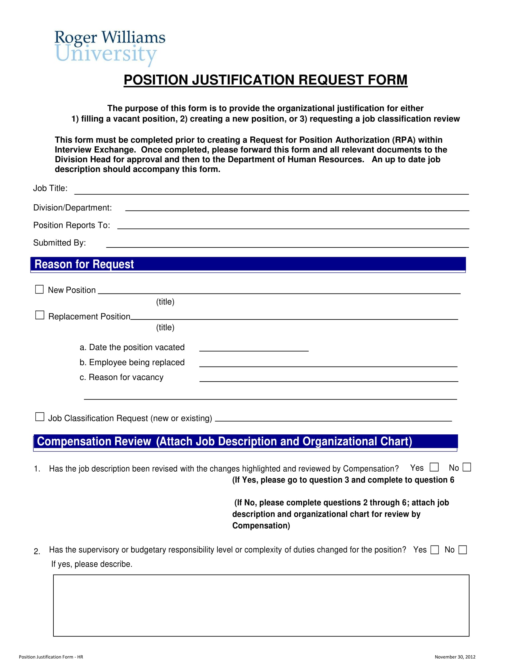Free 15 Position Request Forms In Pdf Ms Word