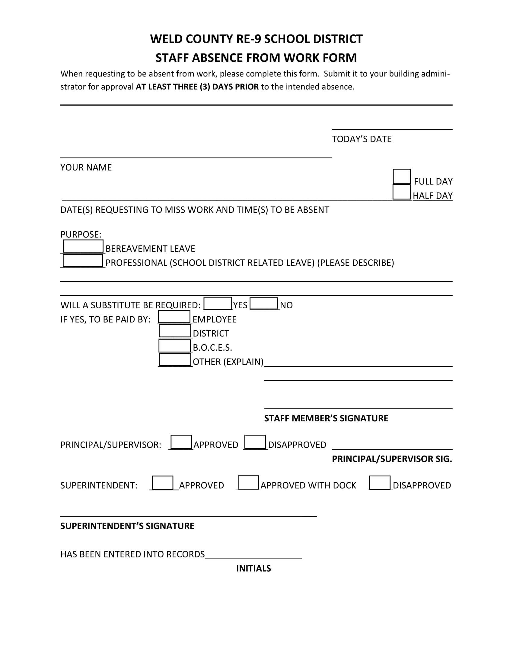 Free 14 Staff Absence Forms In Ms Word Excel Pdf