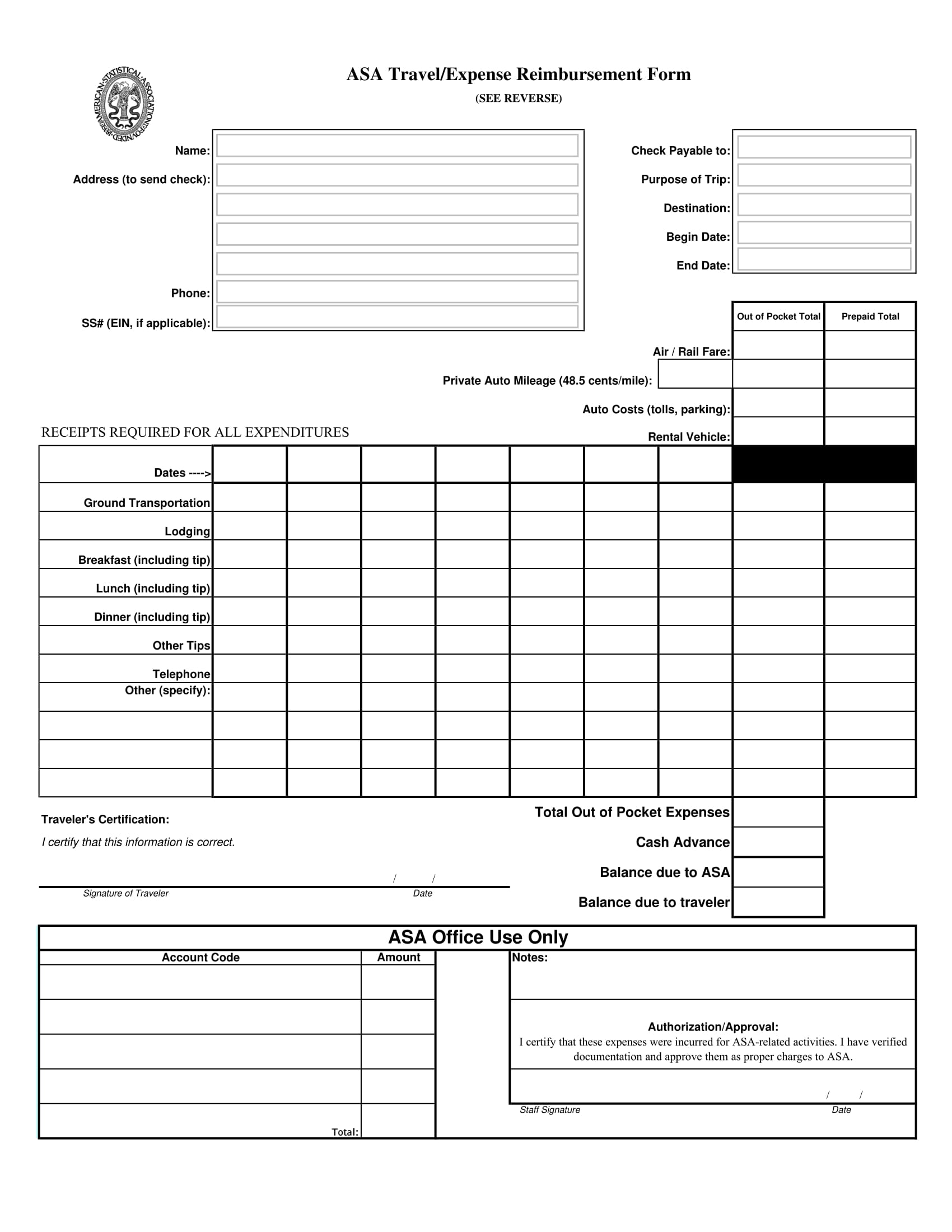 Expenses Form Template