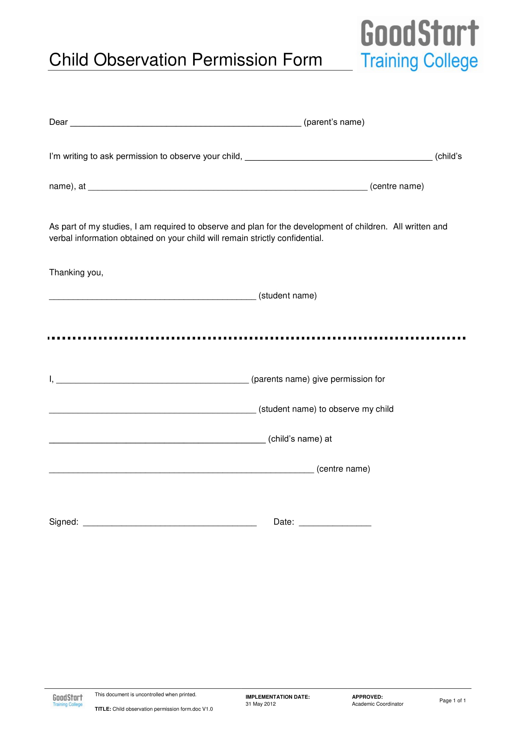 Free 4 Child Observation Forms In Pdf Ms Word The quality of the bond between the parent and the child How the parent and child communicate with each other.