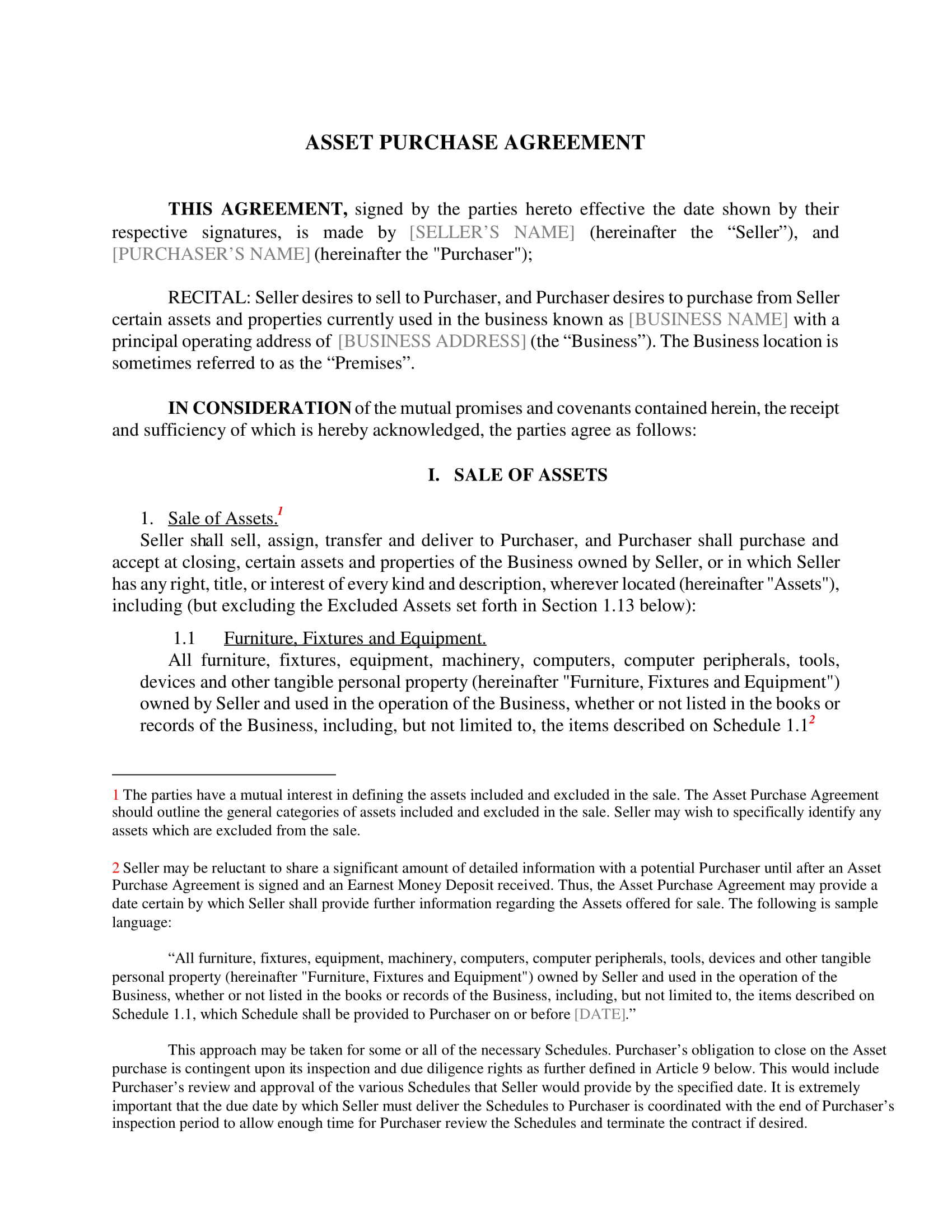 Free 5 Asset Purchase Agreement Contract Forms In Pdf Ms Word