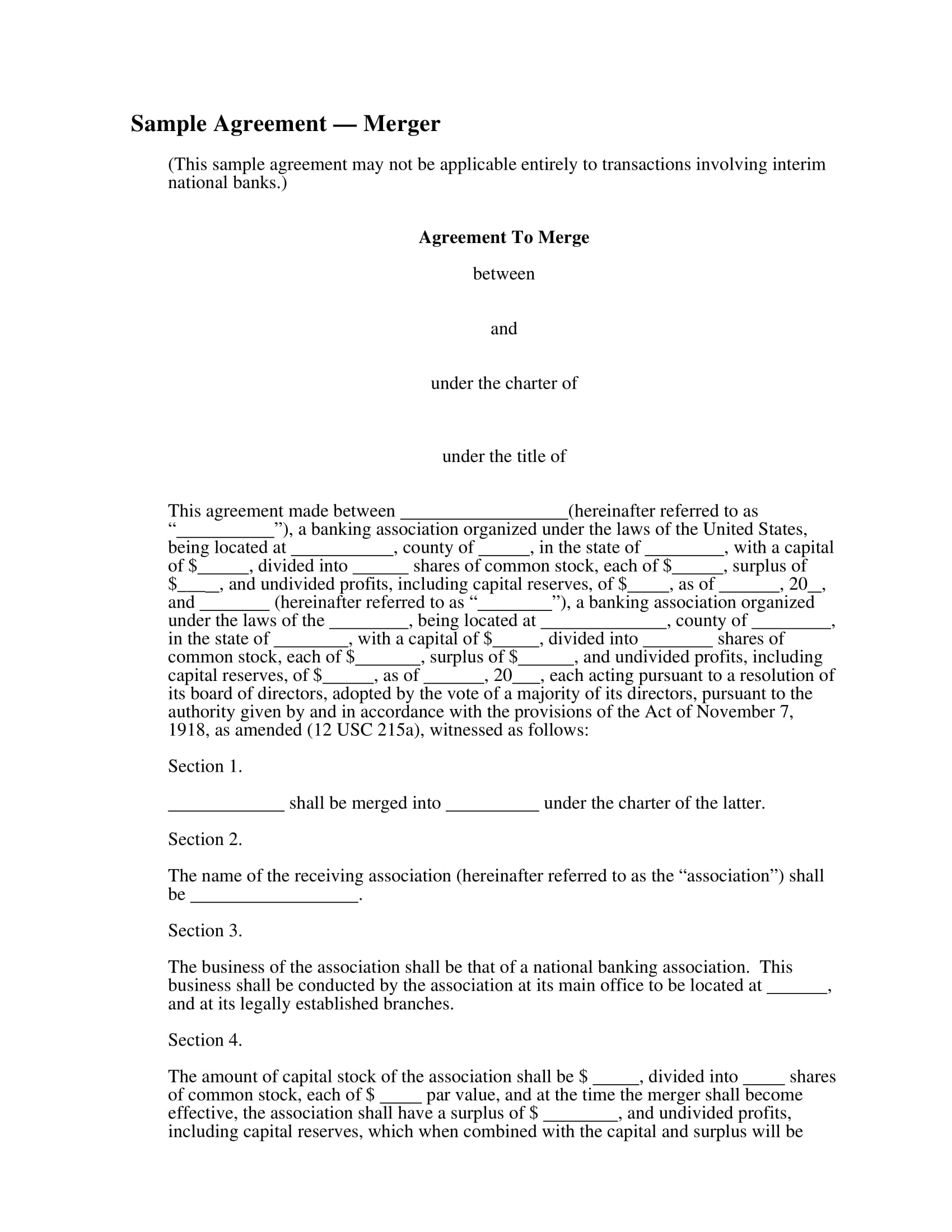 Free 5 Merger Agreement Contract Forms In Pdf Ms Word