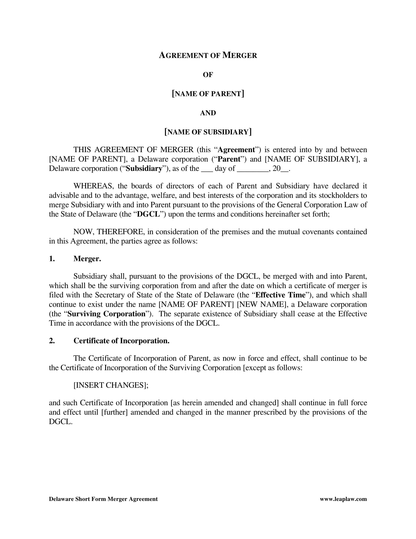 Free 5 Merger Agreement Contract Forms In Pdf Ms Word