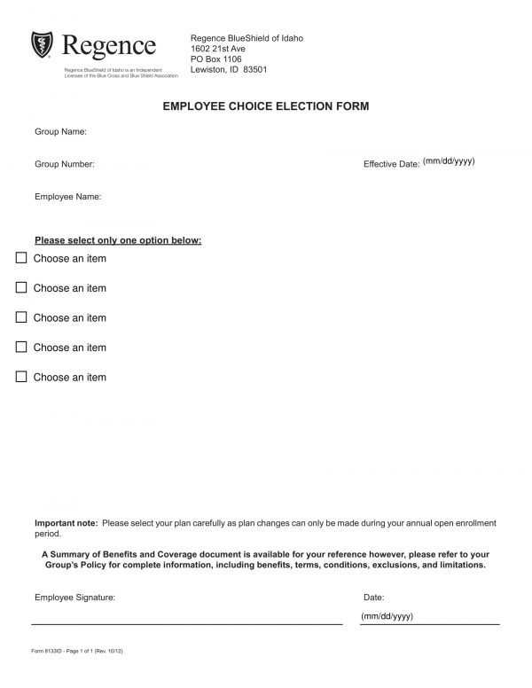 wallpapers Benefit Election Form Template Word sampleforms com