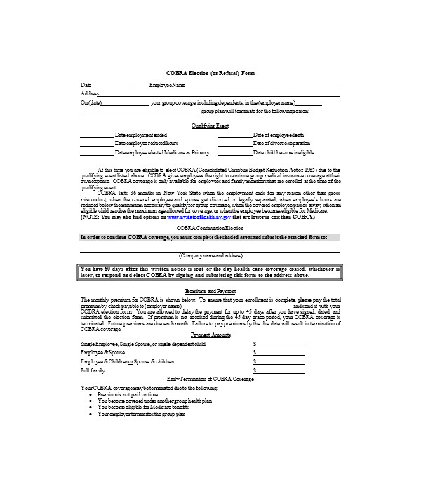 pics Benefit Election Form Template Word sampleforms com