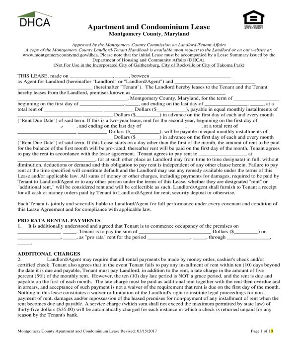 free 6 condominium rental agreement forms in pdf