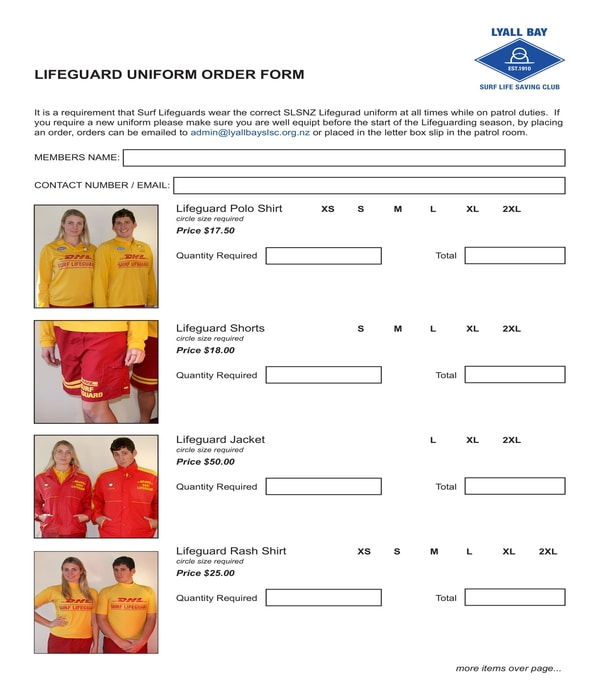 Free 12 Uniform Order Forms In Pdf Ms Word Excel