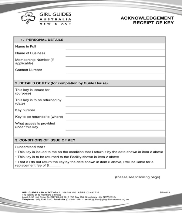 free 5 property acknowledgment forms in pdf excel ms word