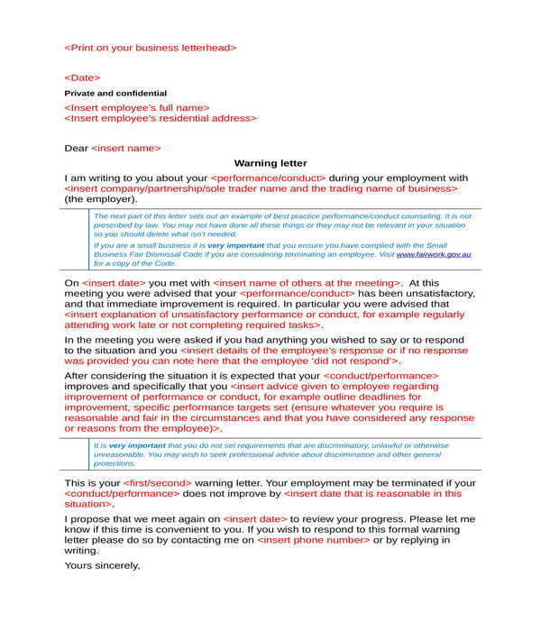 Free 8 Work Warning Forms In Pdf Ms Word