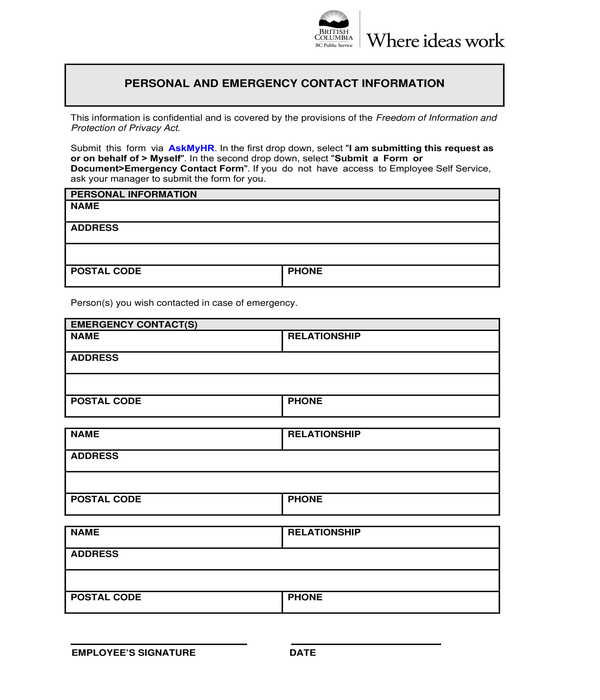 free 9 employee emergency contact forms in pdf ms word