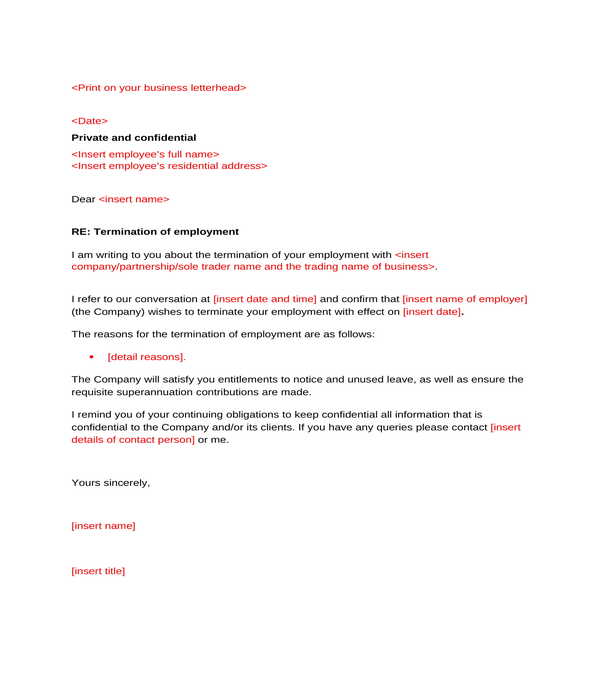 Free 5 Contract Termination Letters In Ms Word