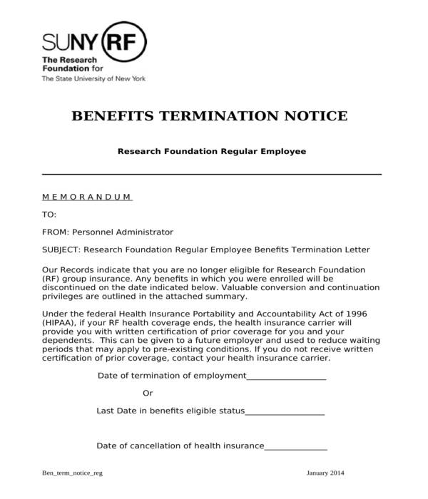 Health Insurance Termination Letter To Employee Health Tips Music Cars And Recipe