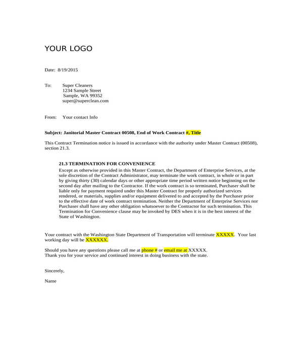 Free 5 Contract Termination Letters In Ms Word