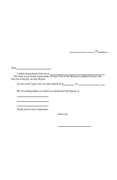 Free 6 Security Deposit Return Letters In Pdf Ms Word
