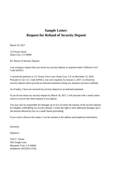 Free 6 Security Deposit Return Letters In Pdf Ms Word