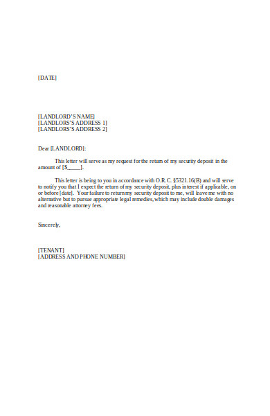 free 6 security deposit return letters in pdf ms word