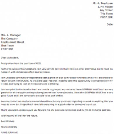 Free 11 Immediate Resignation Letters In Pdf Ms Word