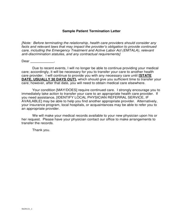 Free 5 Patient Termination Letters In Pdf Ms Word