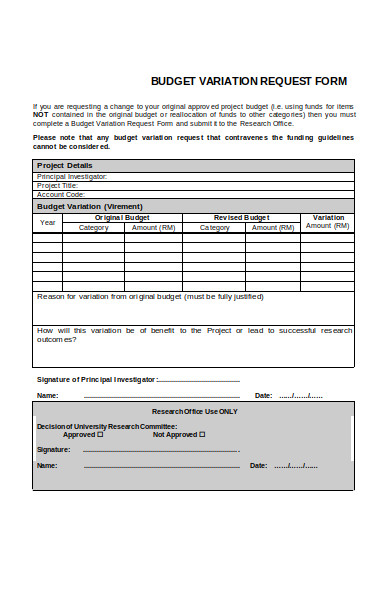 Free 11 Sample Budget Request Forms In Pdf Excel Ms Word