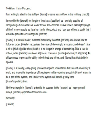 Free 5 Military Recommendation Letter Forms In Ms Word Pdf