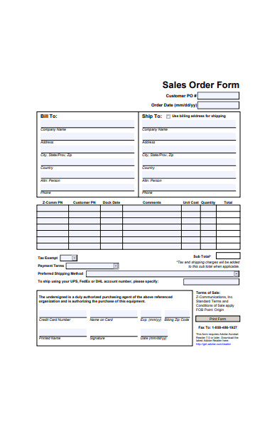free 50 sales order forms in pdf ms word xls